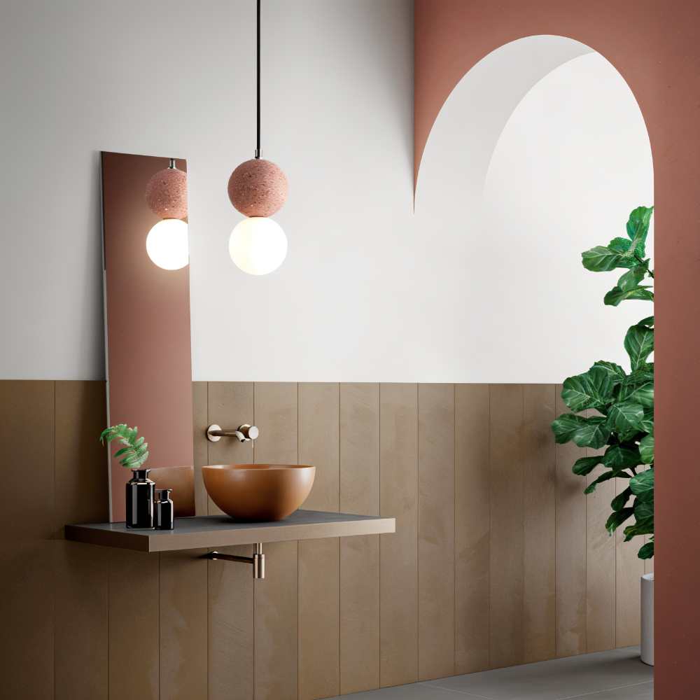 Glasora – Dubbelskulpterad Pendellampa i Glas och Metall