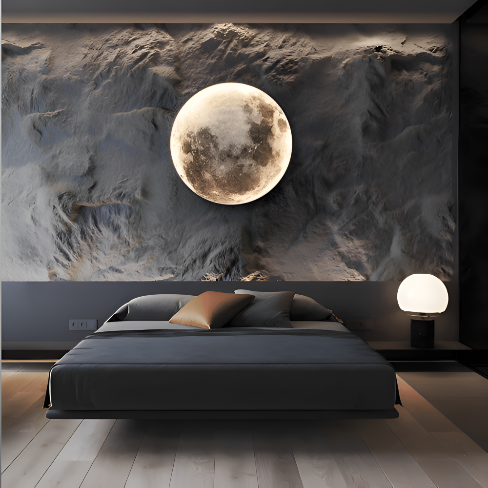MoonAura – Dimbar 3D-Månevägglampa med Realistisk Ljusdesign