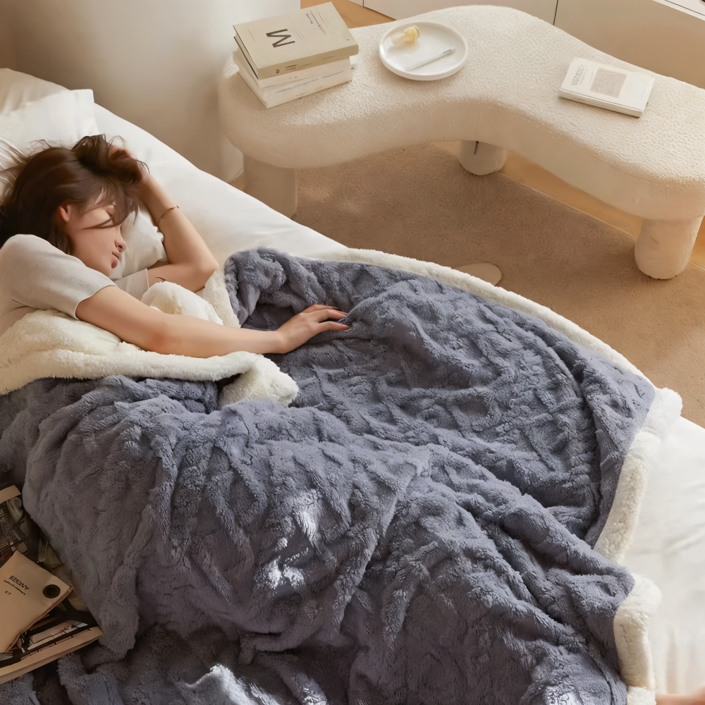 WoolHaven Pläd – Dubbelsidig Ullimitat & Plüschfleece