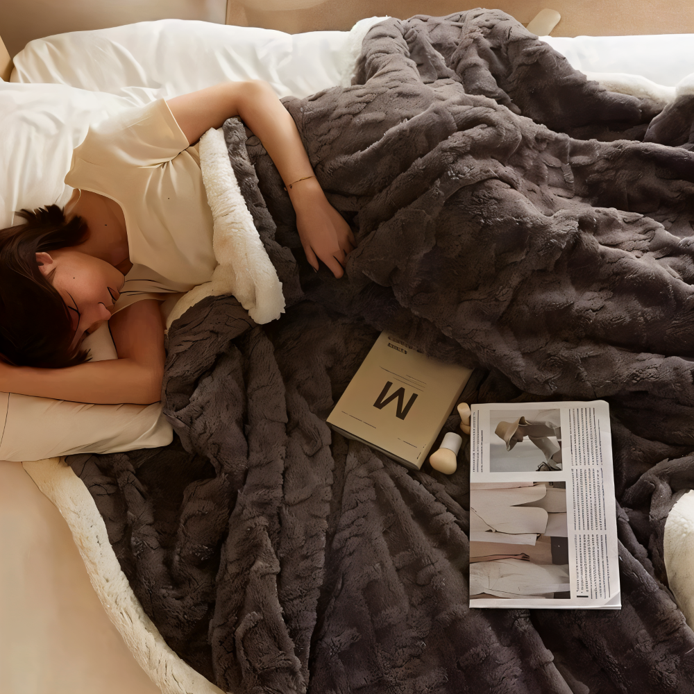 WoolHaven Pläd – Dubbelsidig Ullimitat & Plüschfleece