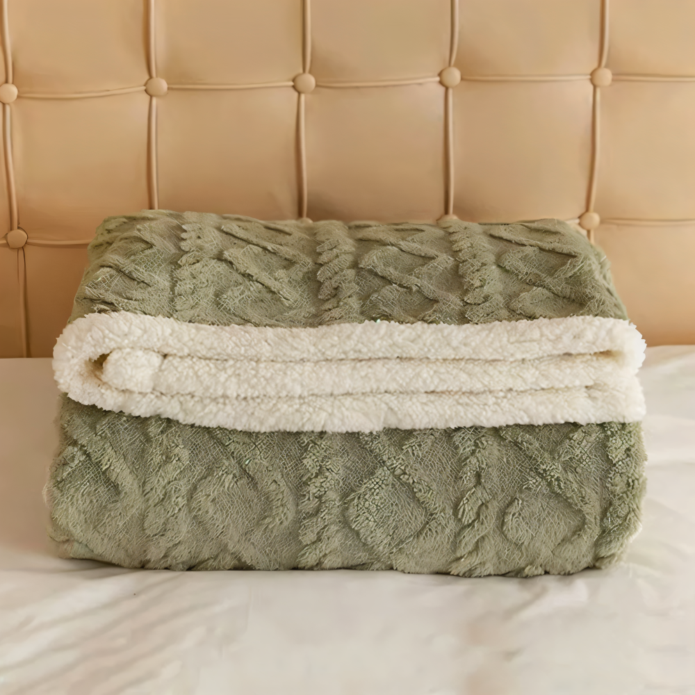 WoolHaven Pläd – Dubbelsidig Ullimitat & Plüschfleece