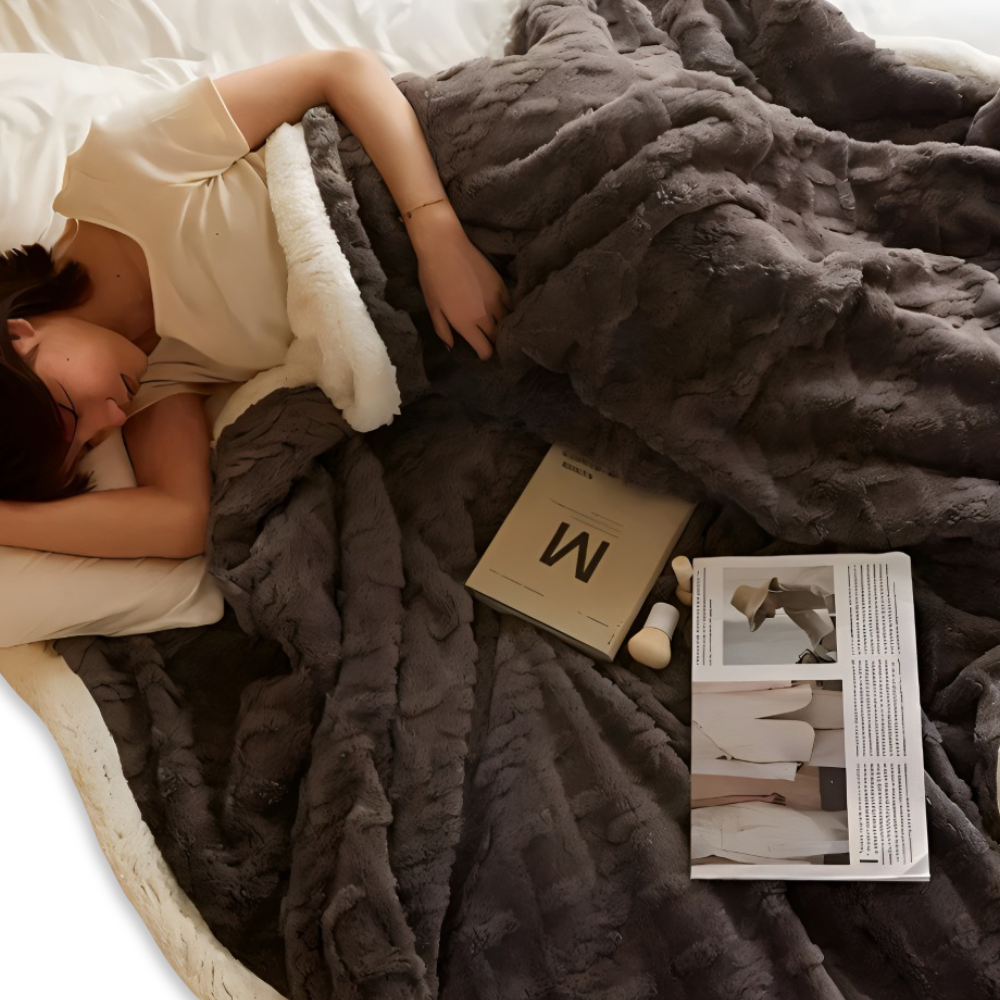 WoolHaven Pläd – Dubbelsidig Ullimitat & Plüschfleece