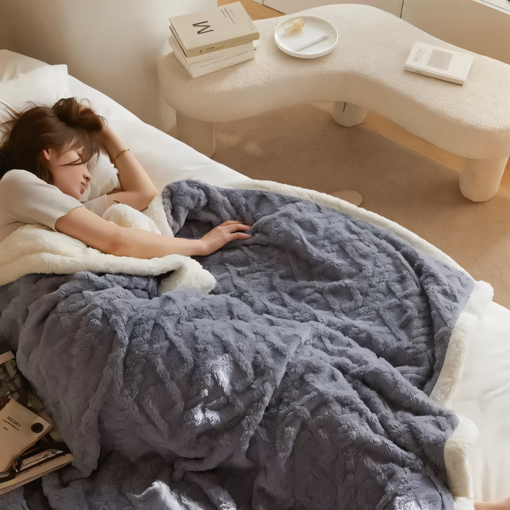 WoolHaven Pläd – Dubbelsidig Ullimitat & Plüschfleece