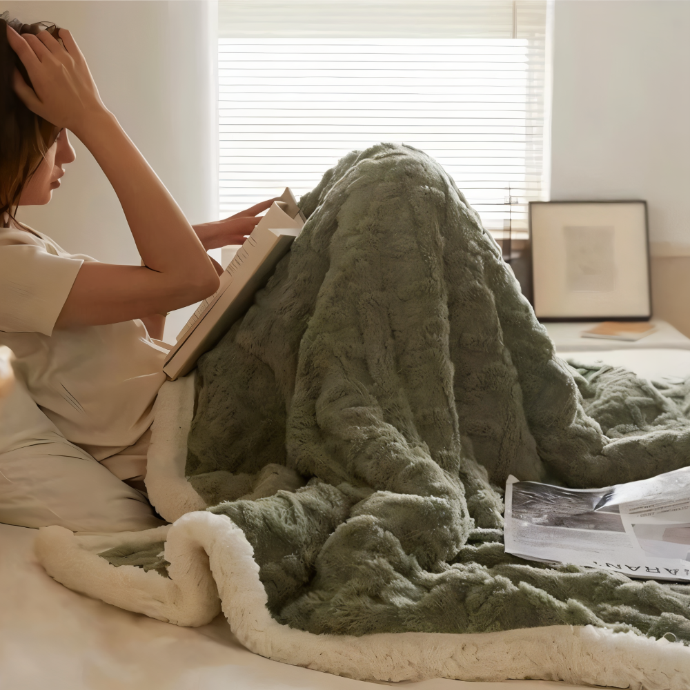 WoolHaven Pläd – Dubbelsidig Ullimitat & Plüschfleece