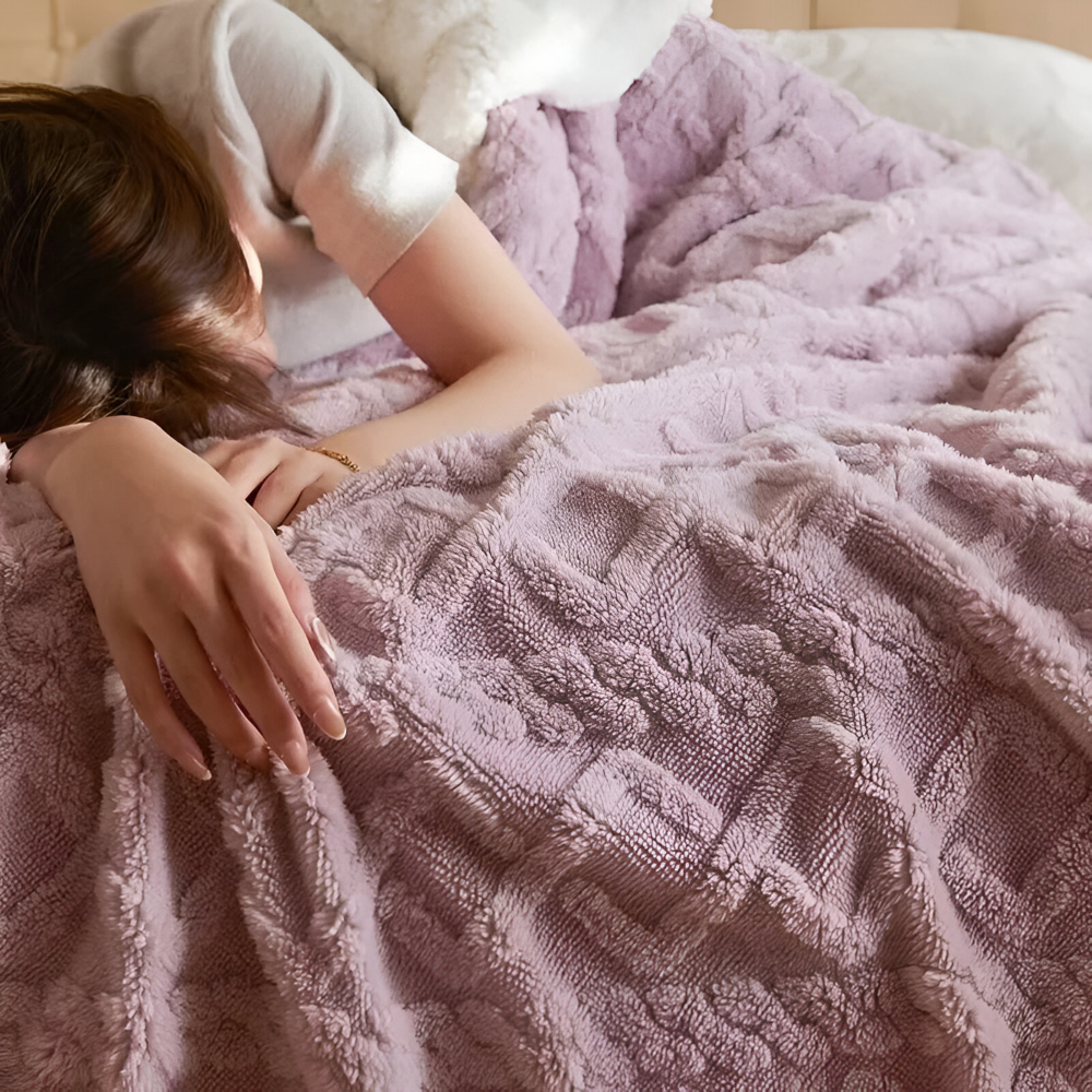 WoolHaven Pläd – Dubbelsidig Ullimitat & Plüschfleece