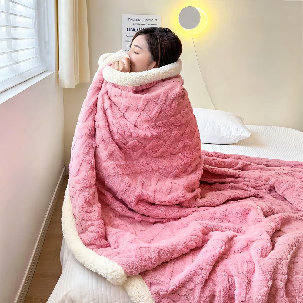 WoolHaven Pläd – Dubbelsidig Ullimitat & Plüschfleece