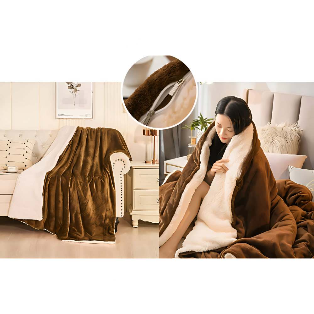 FrostNest Plaid – Dubbelsidig Flanell & Fleece med Dragkedja