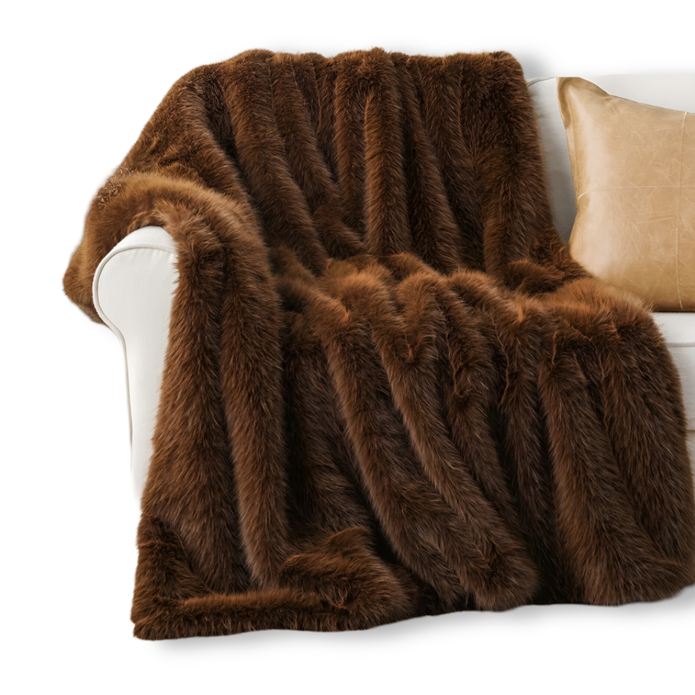 FurVelvet Plaid – Lyxig Konstpälsfilt med Eleganta Minkdetaljer