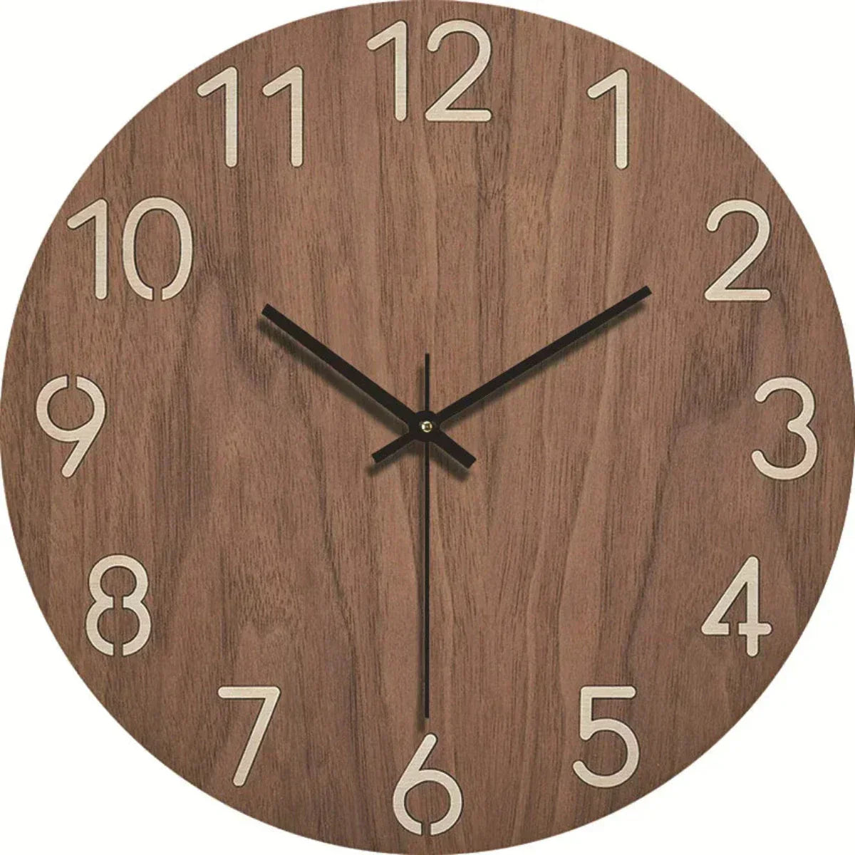 Tyst & Elegant Väggklocka – Modern Design med Träeffekt