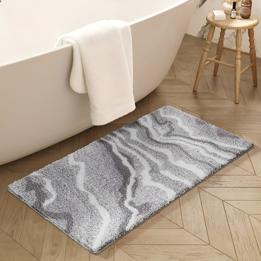 Marbella – Mjuk Badmatta i Marmorlook med Halksäker Undersida