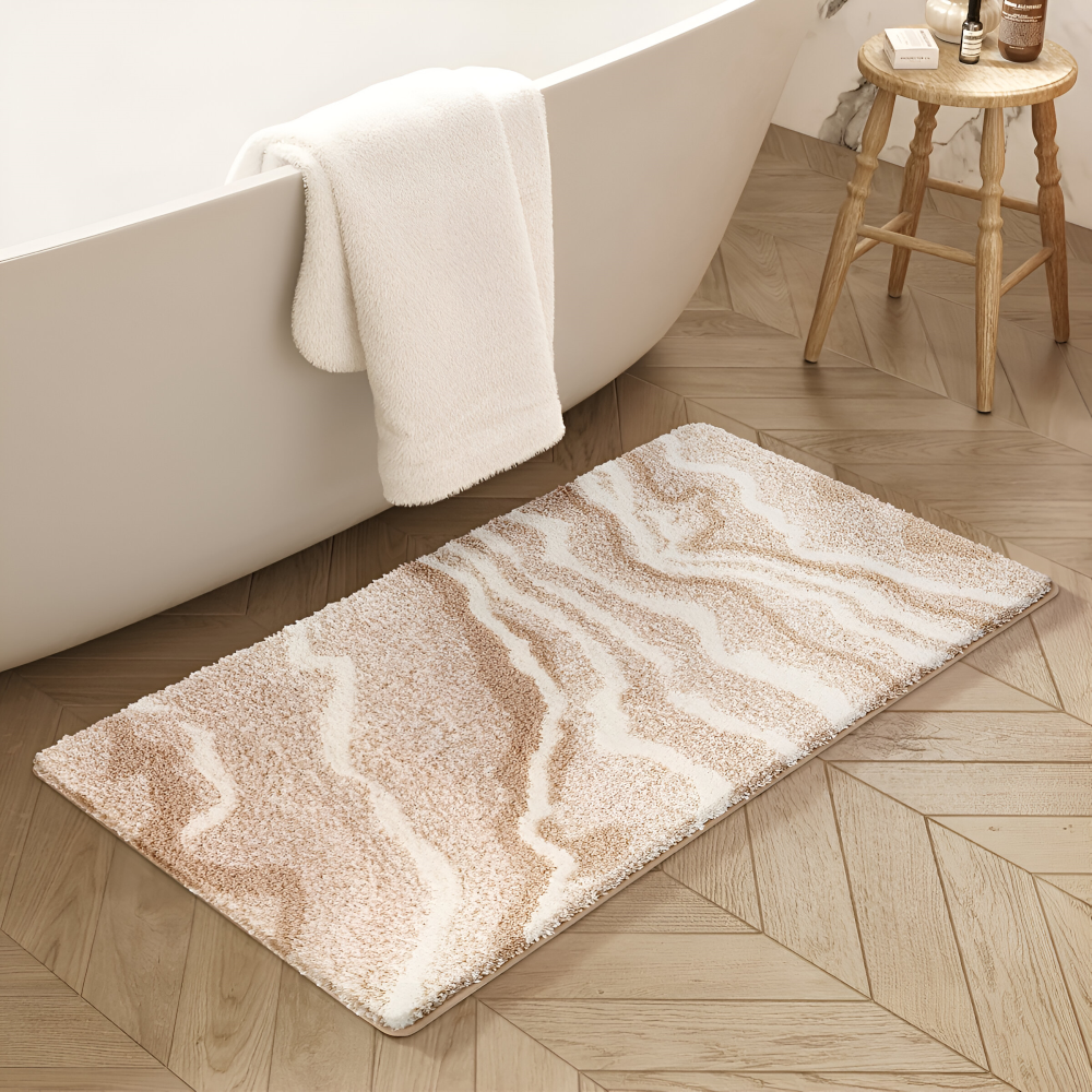 Marbella – Mjuk Badmatta i Marmorlook med Halksäker Undersida
