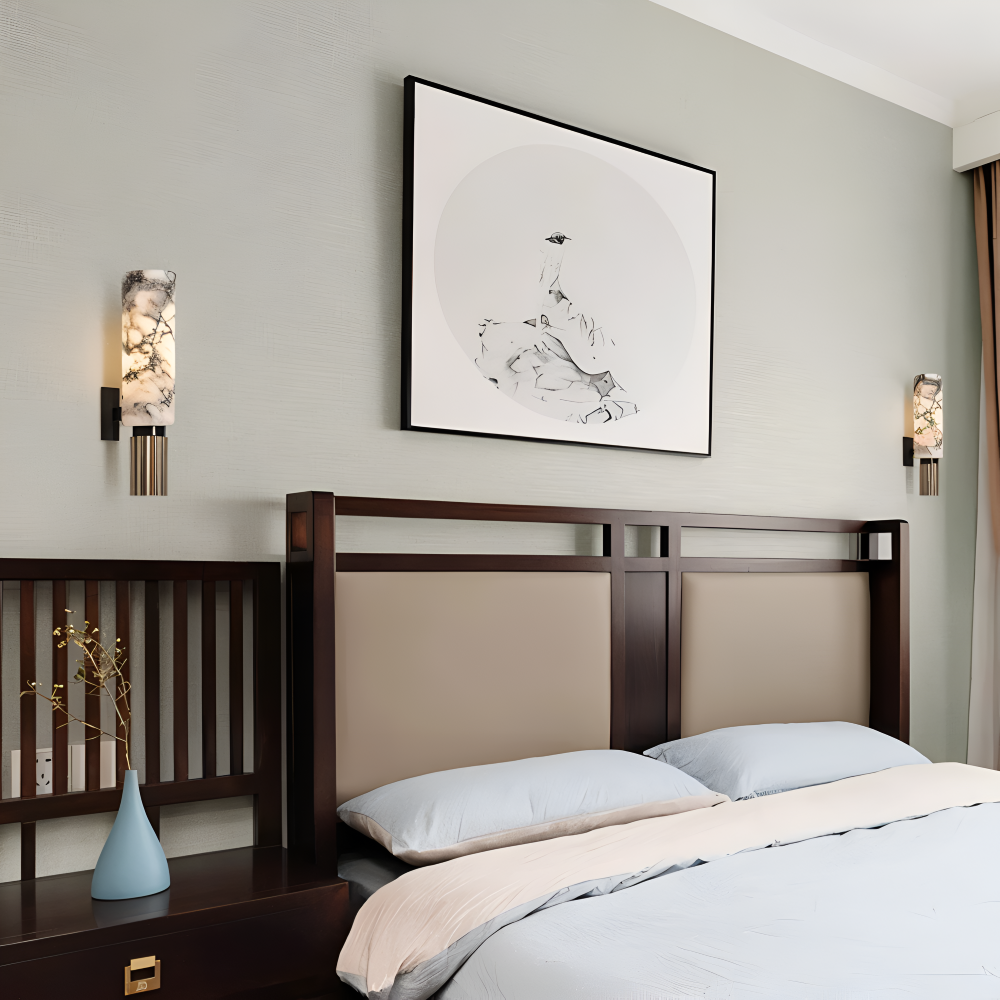 Marbela – Vägglampa i Naturmarmor med Cylindrisk LED-design