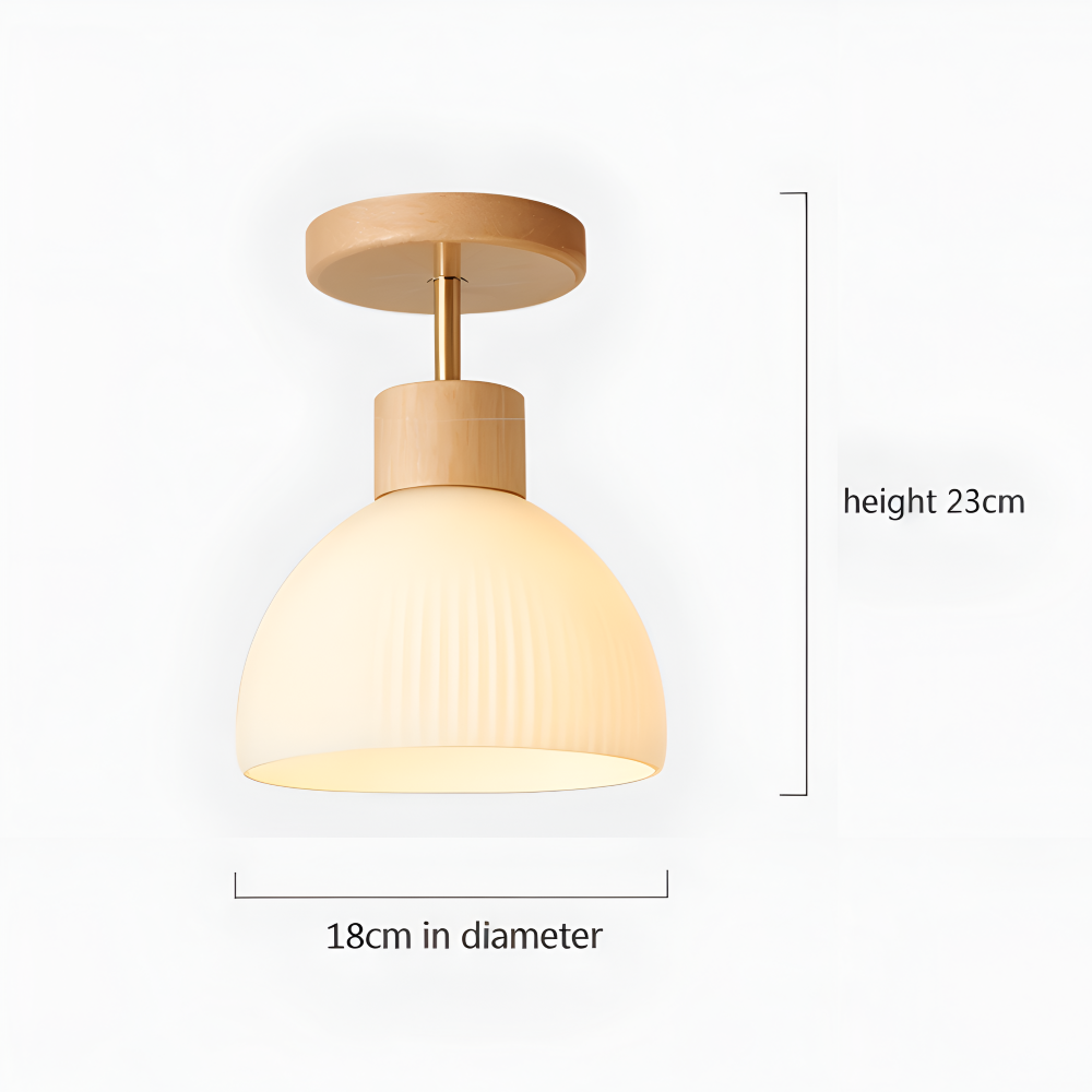 LjusAisle – Nordisk Ribbad LED Taklampa i Glas och Trä