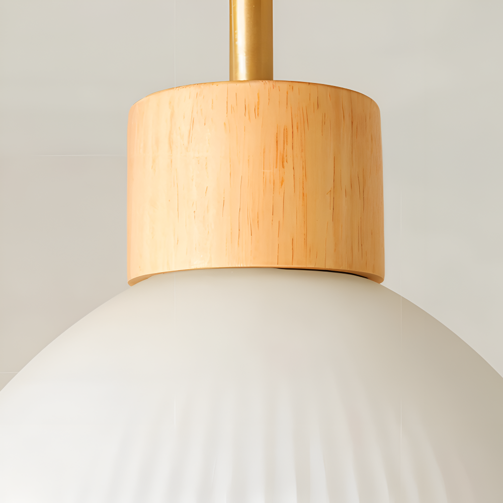 LjusAisle – Nordisk Ribbad LED Taklampa i Glas och Trä