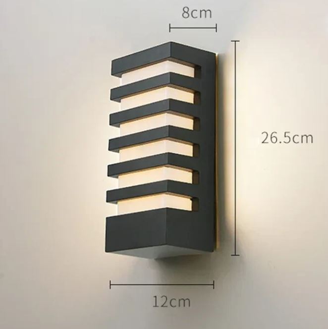 LjusForm - Minimalistisk LED Vägglampa Utomhus IP65 Vattentät 12W Varmvitt Ljus i Aluminium – 12×6,5 cm
