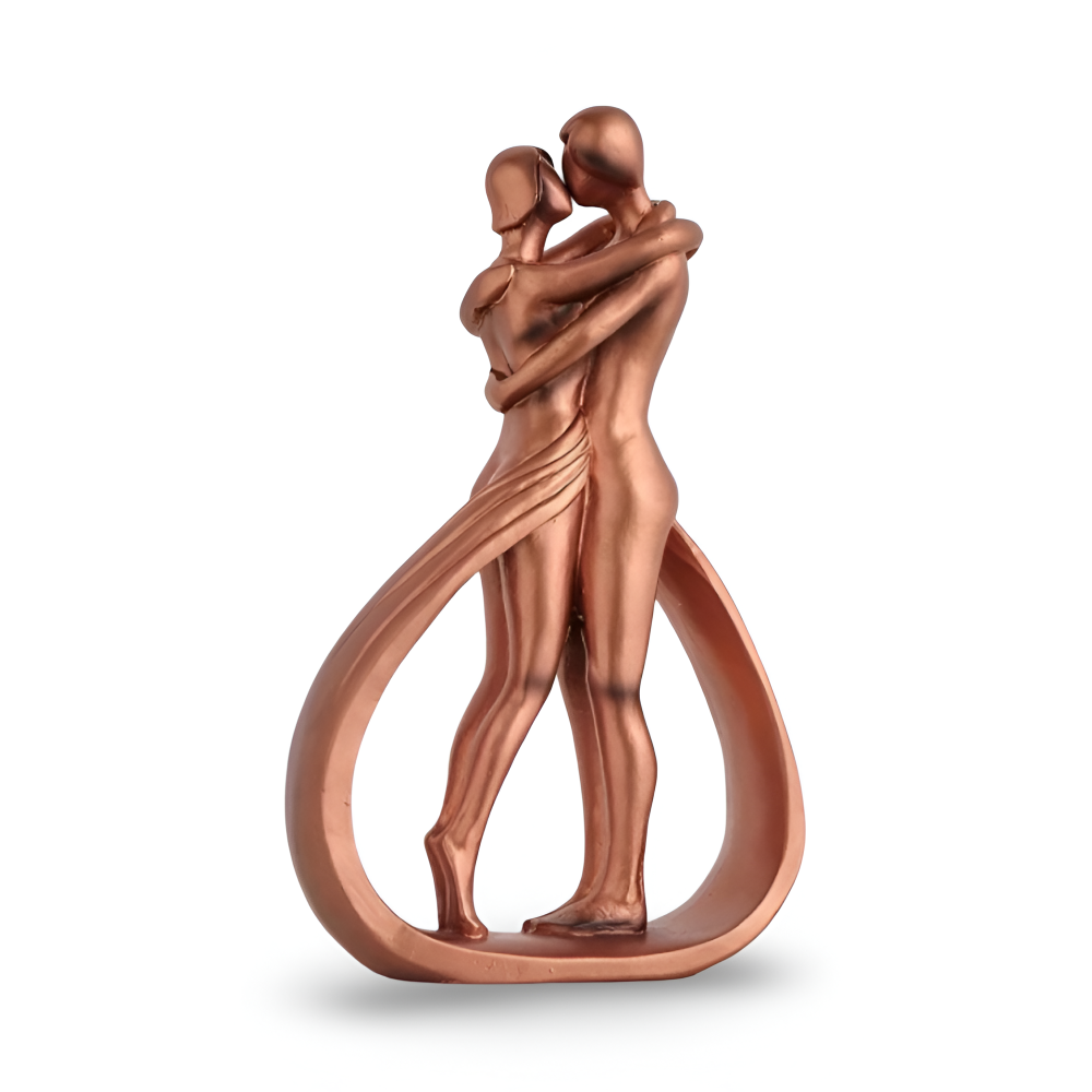BronzEmbrace – Modern Kyssande & Kramande Kärleksfigur i Konstharts
