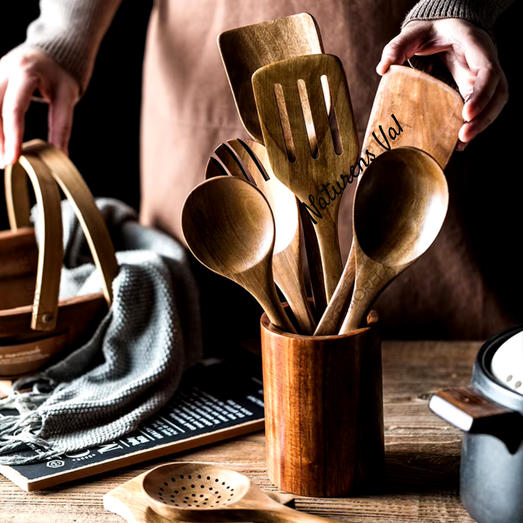 Naturens Val – Hållbart Köksredskapsset i Teakträ