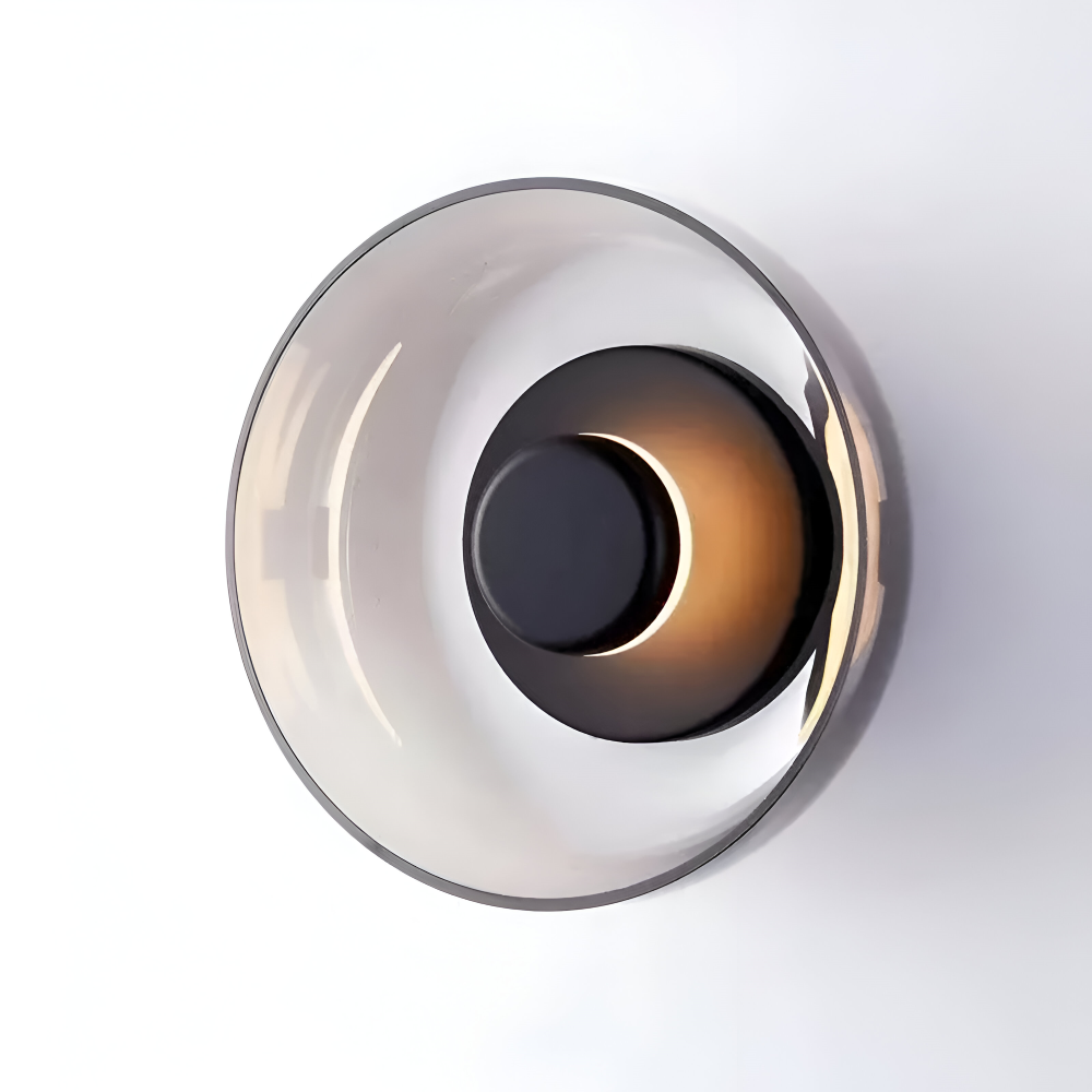 NordBowl – Rund Skandinavisk Vägglampa i Glas & Aluminium | Modern Nordic LED Väggbelysning