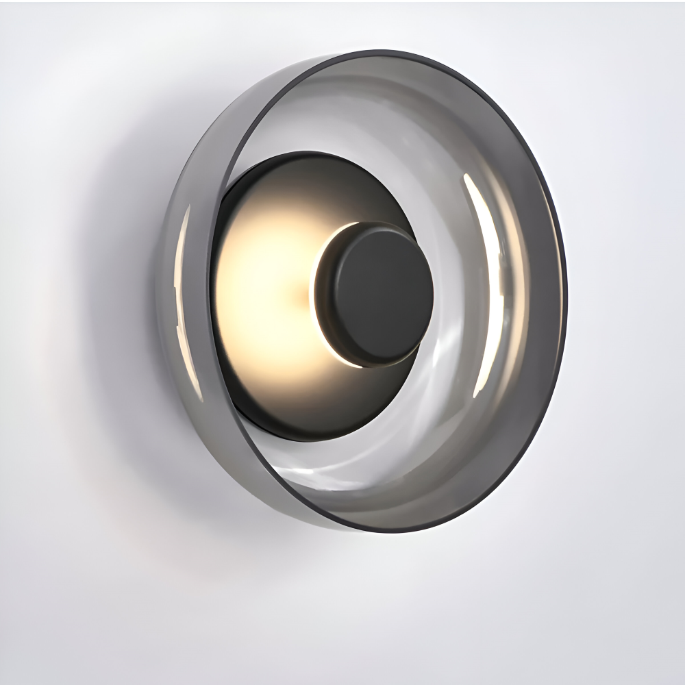 NordBowl – Rund Skandinavisk Vägglampa i Glas & Aluminium | Modern Nordic LED Väggbelysning