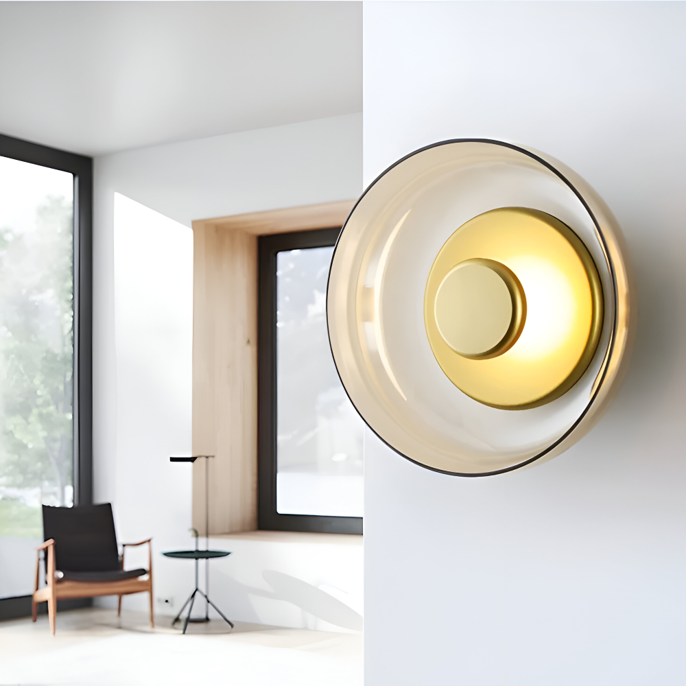 NordBowl – Rund Skandinavisk Vägglampa i Glas & Aluminium | Modern Nordic LED Väggbelysning