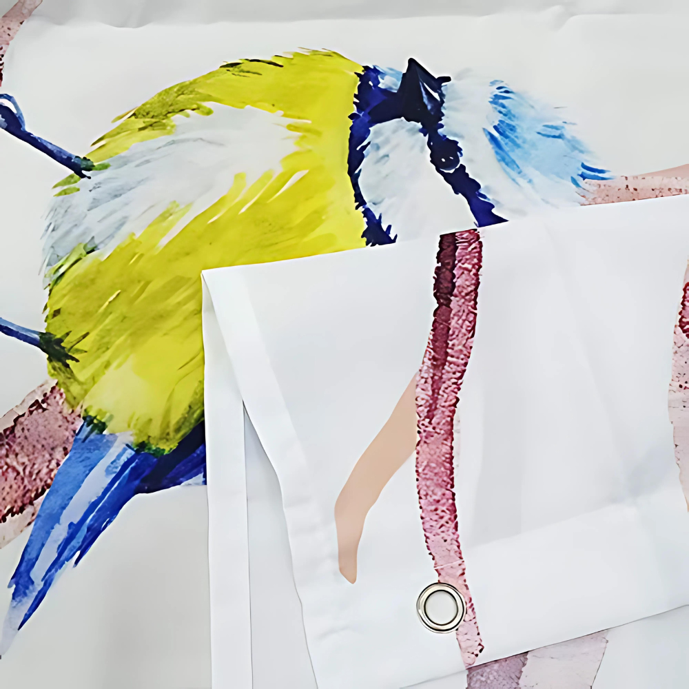 Vattentätt duschdraperi med fågel- och grenmotiv