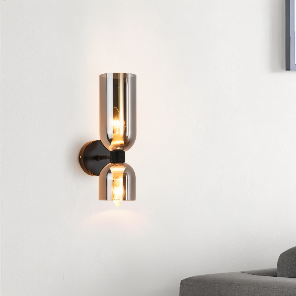 LumoCaps – Modern Glasvägglampa med Up & Down LED-belysning