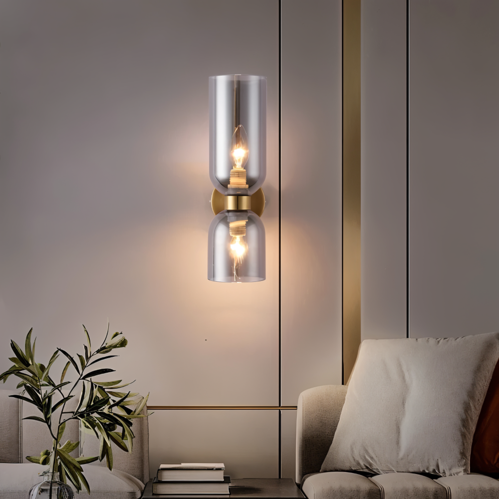 LumoCaps – Modern Glasvägglampa med Up & Down LED-belysning