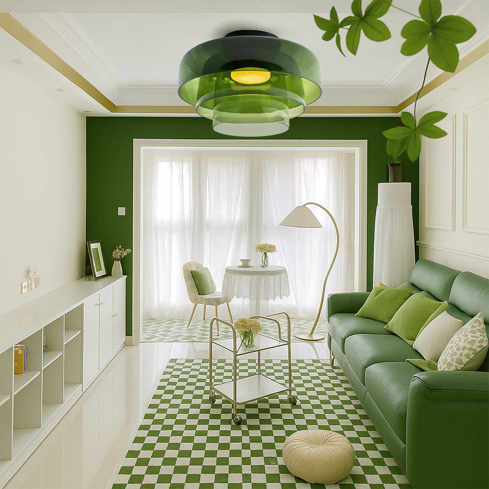 Bauhaus-pendellampa med skiktade glasskärmar
