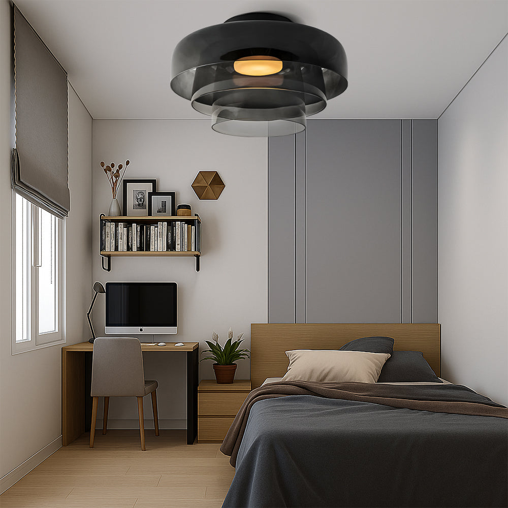 Bauhaus-pendellampa med skiktade glasskärmar