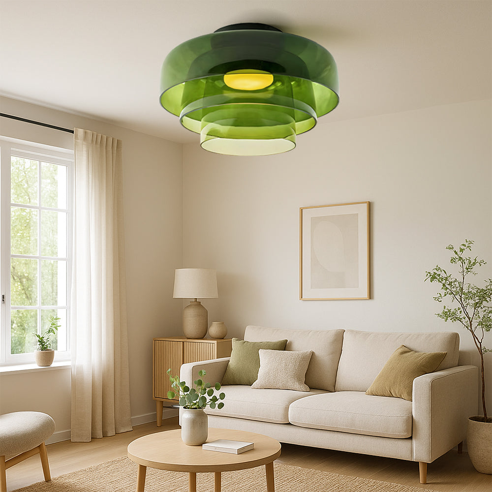 Bauhaus-pendellampa med skiktade glasskärmar
