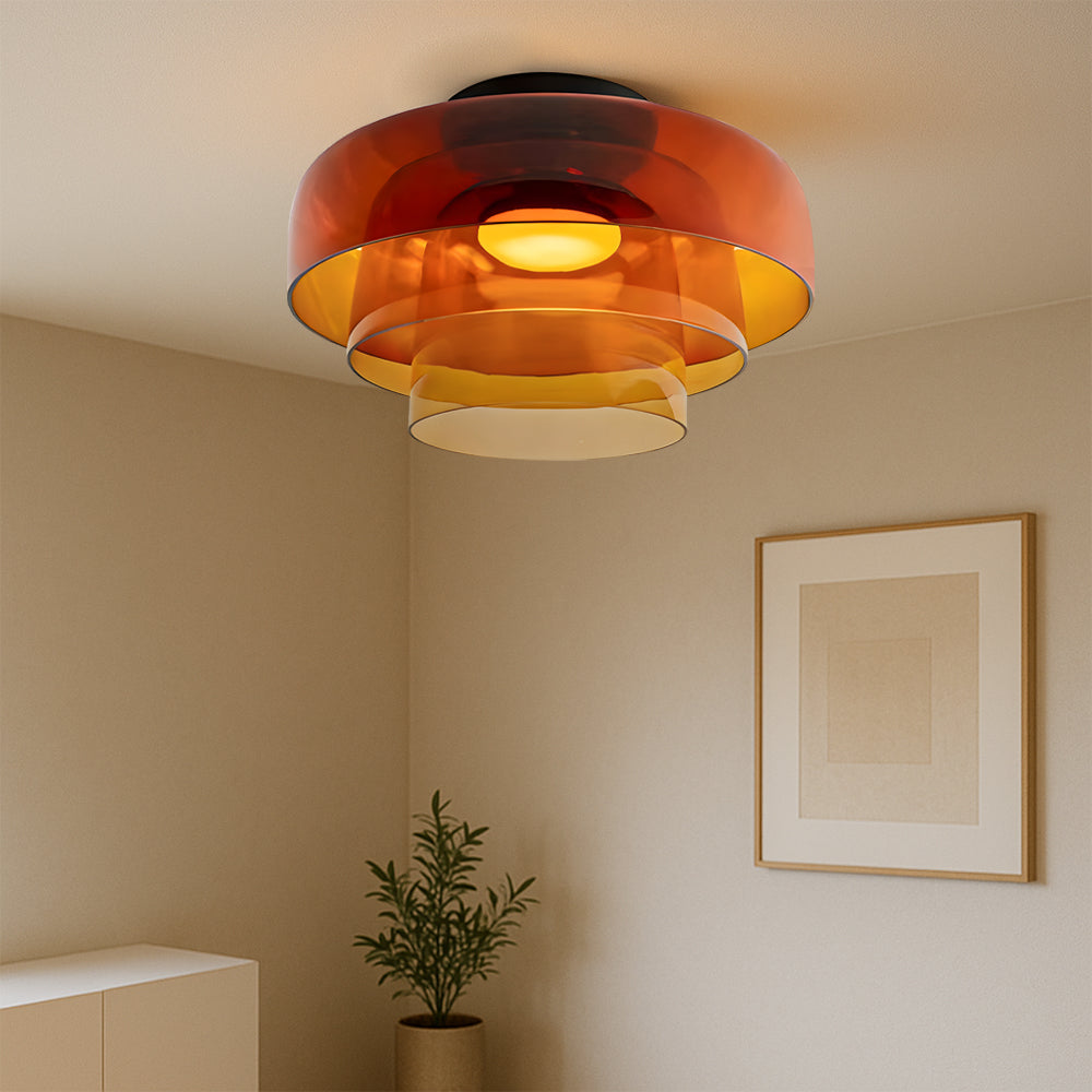 Bauhaus-pendellampa med skiktade glasskärmar
