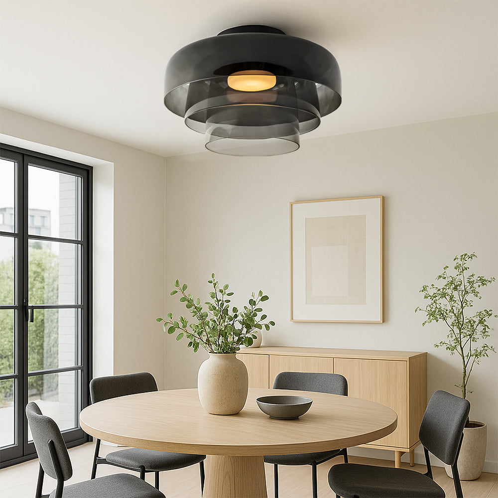 Bauhaus-pendellampa med skiktade glasskärmar