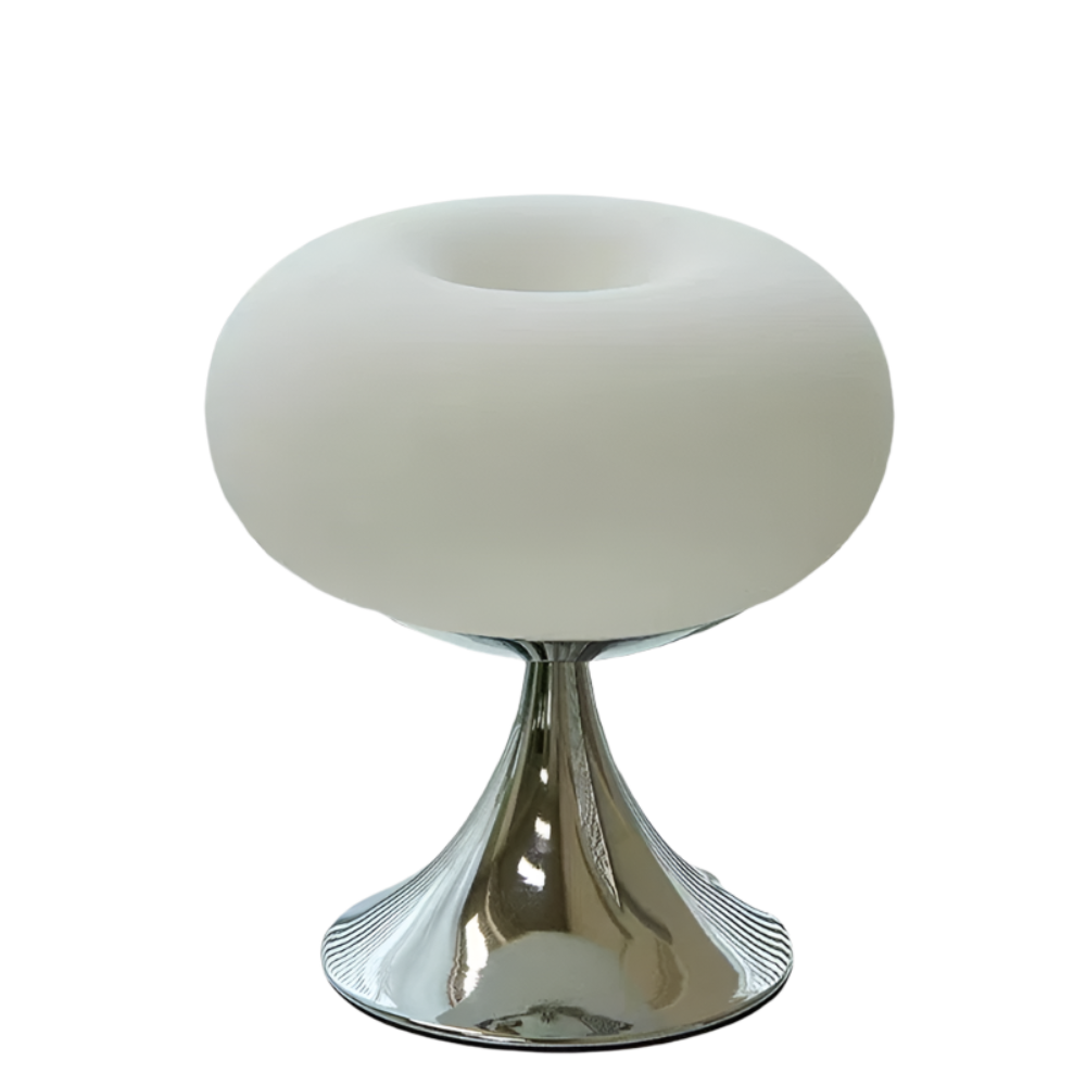 ÄppelLjus – Antik bordslampa med vintage charm och glaskupa i vitt och grönt