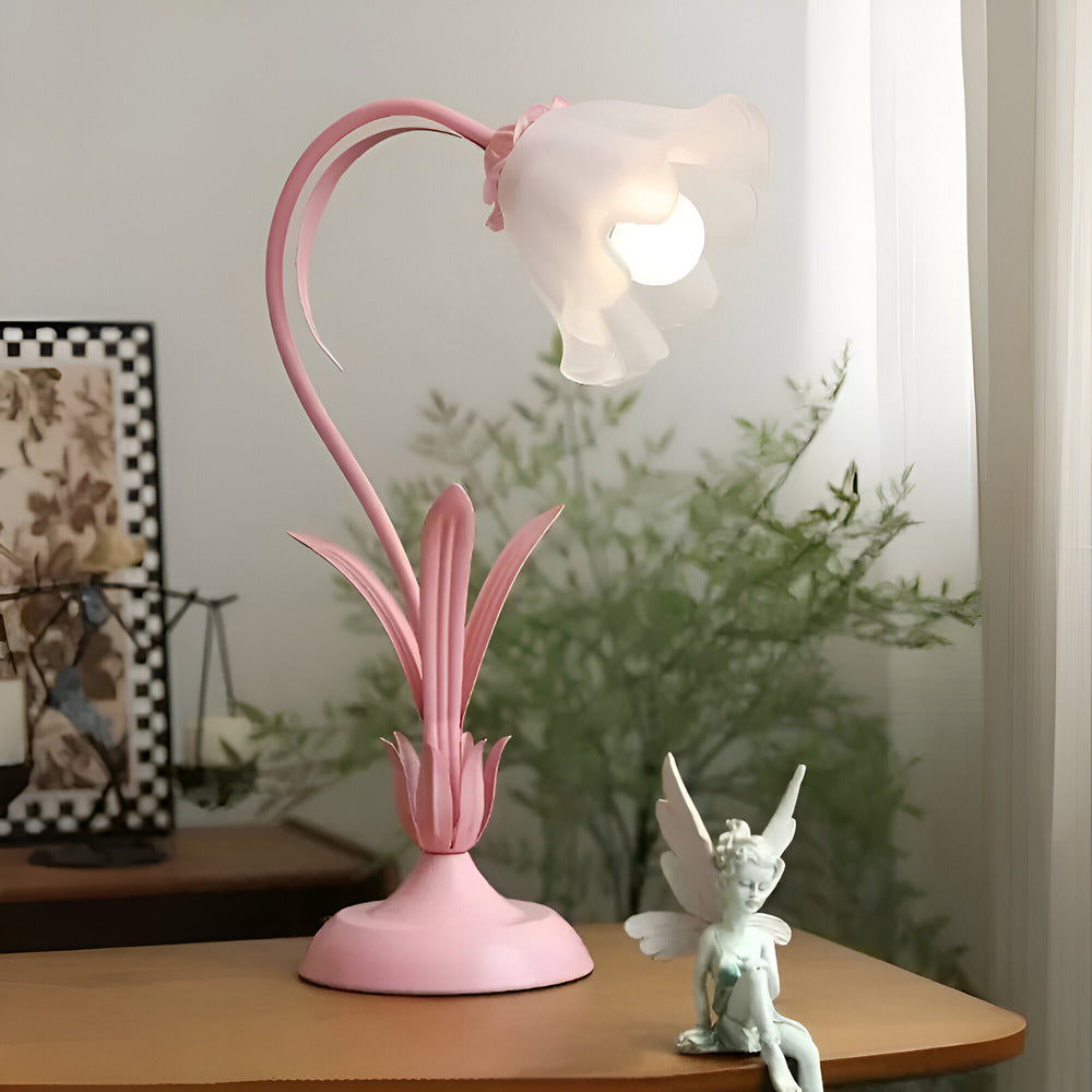 Fleur de Lumière – Bordslampa i fransk antik stil med blomsterdesign – Dekorativ lampa för sovrum & vardagsrum