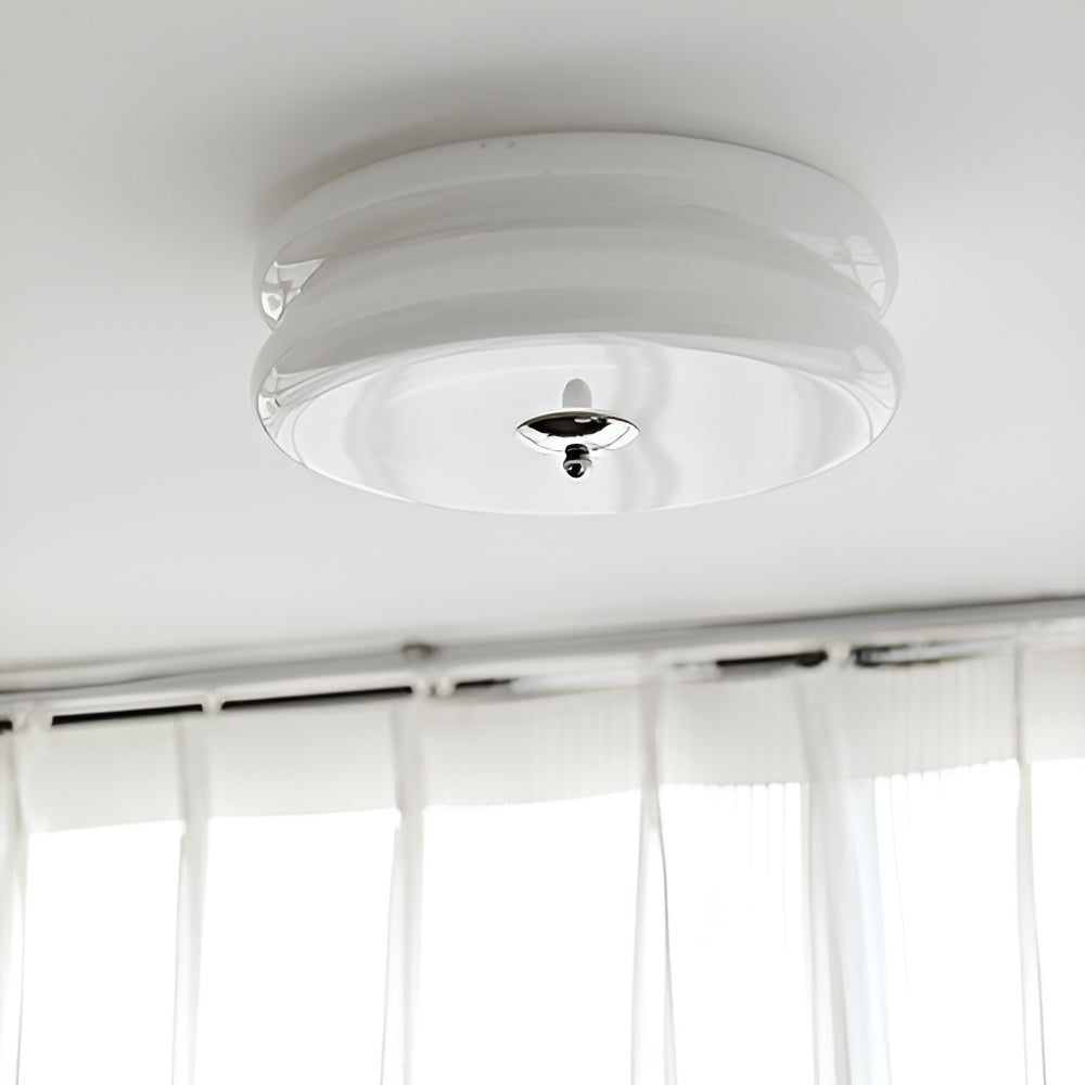 Kreolux – Rund Taklampa i Krämfärgat Glas med Integrerad LED