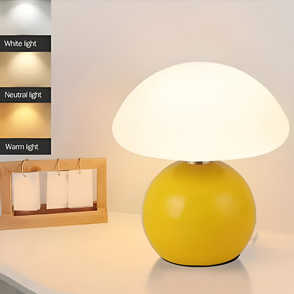 LumiShroom – Elegant Bauhaus-inspirerad svamplampa med 3 färger LED – Modern bordslampa för tidlös atmosfär