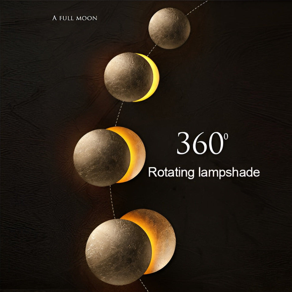 LunaraSphere – 360° Roterbar LED Vägglampa med Himmelsk Design