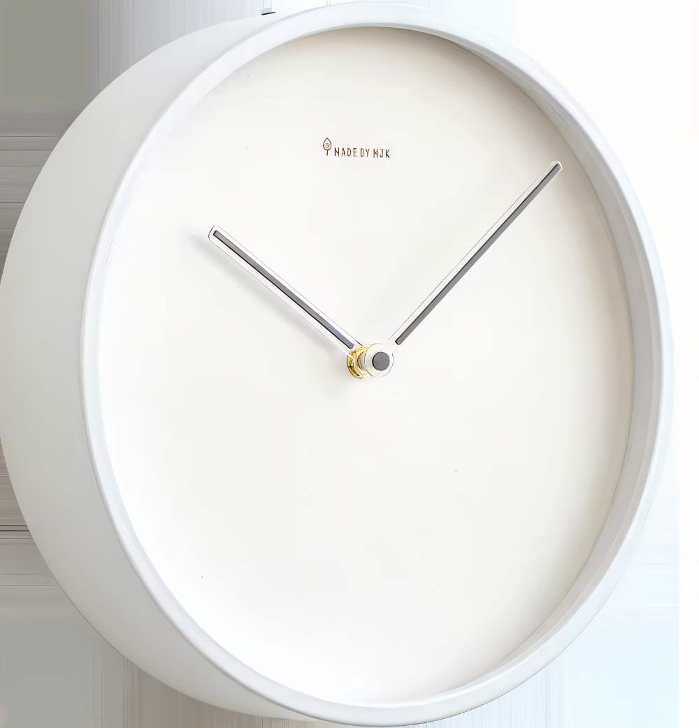 HaloQuiet – Elegant Vit Metallväggklocka i Modern Minimalism