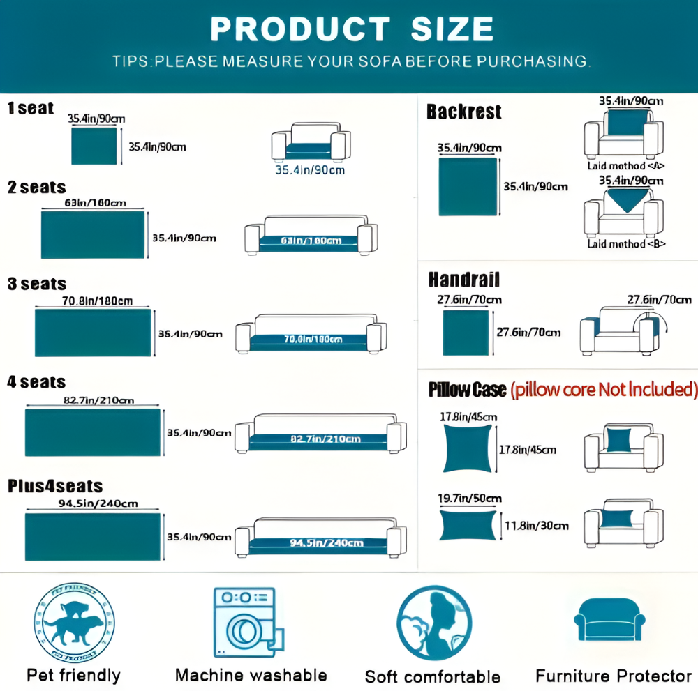 VelvetGrip Cover – Mjukt Halkfritt Sammetsskydd för Soffor