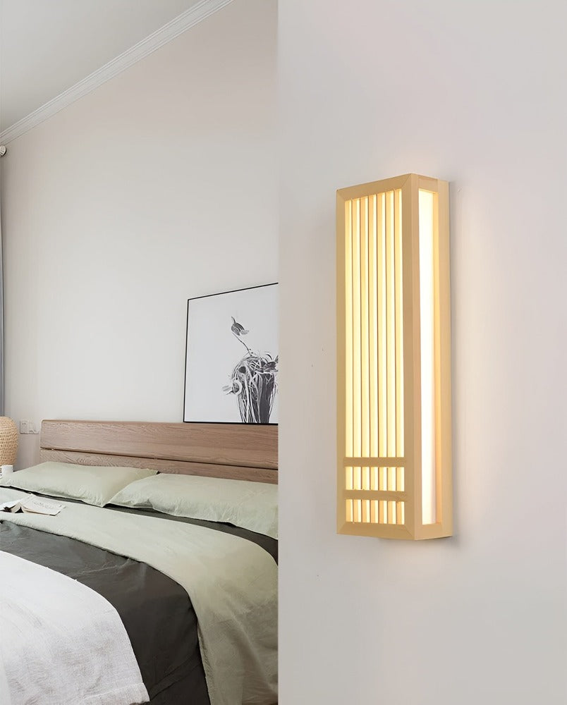 DoaGlow – Japansk Vägglampa i Trä och Akryl | Modern Japansk Design för Harmonisk Belysning