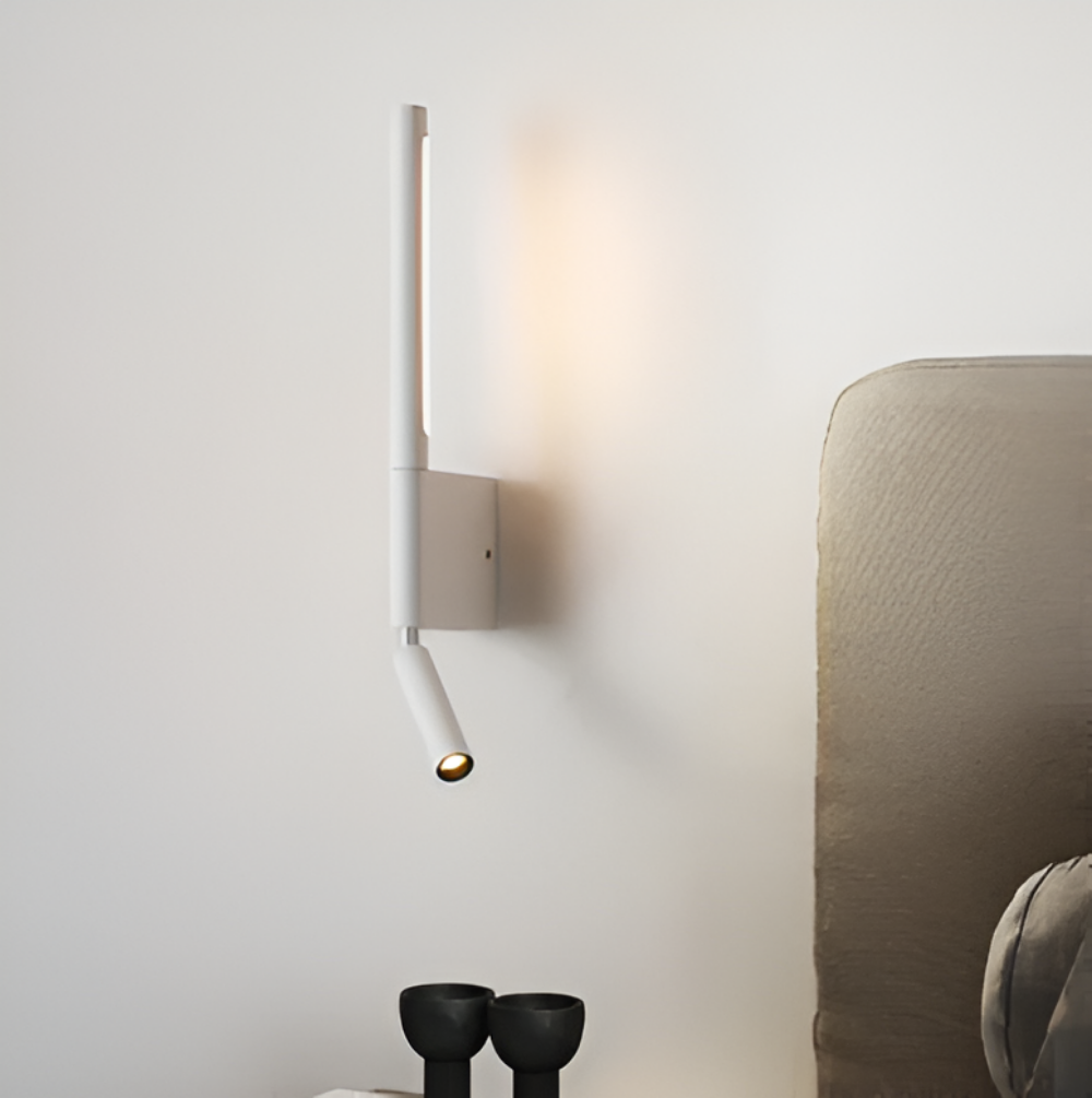 DuaBeam – Minimalistisk Aluminium Vägglampa | 330° Svängbar LED Väggbelysning för Sovrum & Läsning