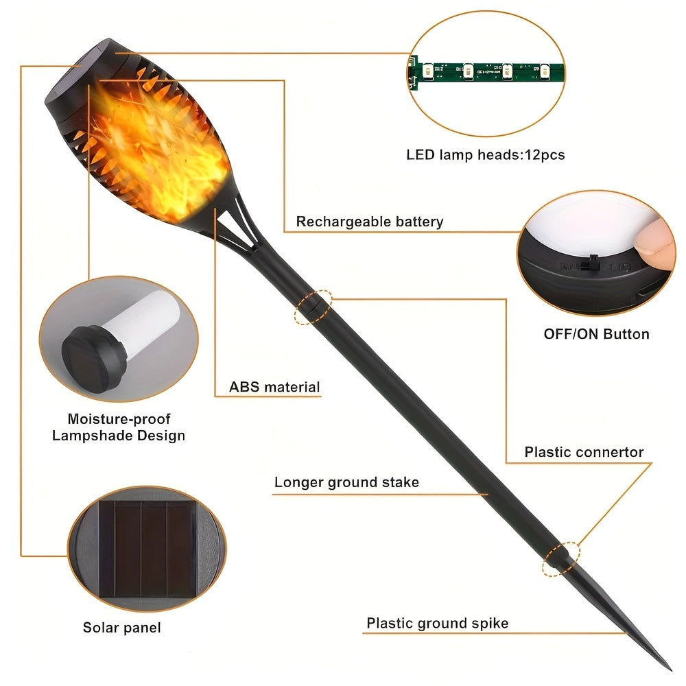 FlameGlow Torch – Solcellsdriven Fackellampa med Flimrande Låga (IP65)