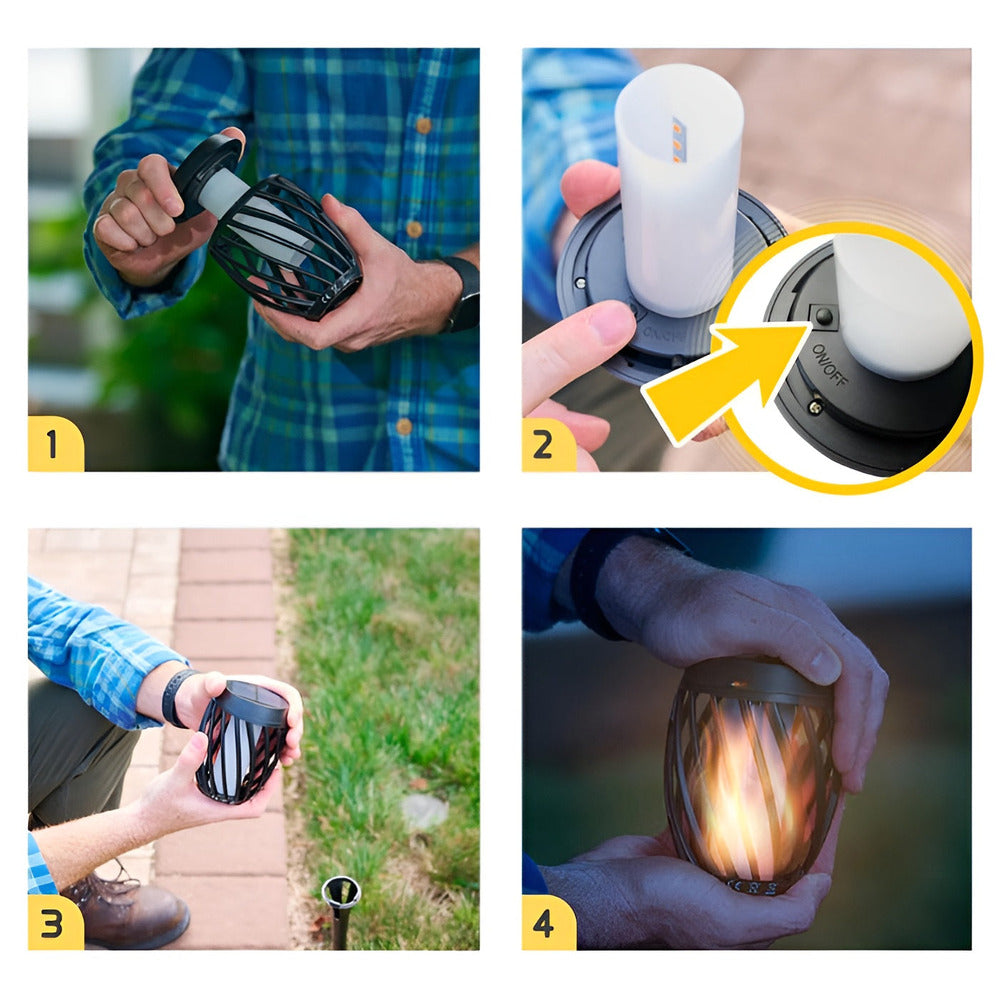 FlameGlow Torch – Solcellsdriven Fackellampa med Flimrande Låga (IP65)