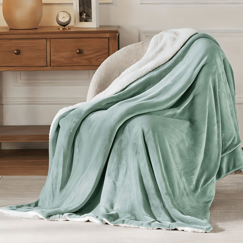 SnugSoft SherpaPlaid – Tjock, Fluffig och Lyxigt Varm Dubbelsidig Filt