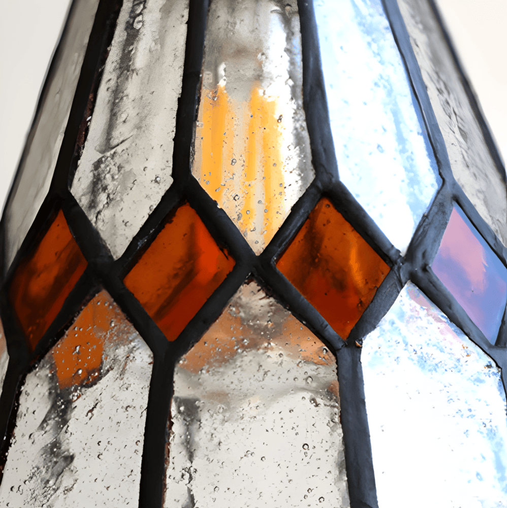 IllumaStyle – Japansk Retro Taklampa i Geometriskt Kopparglas