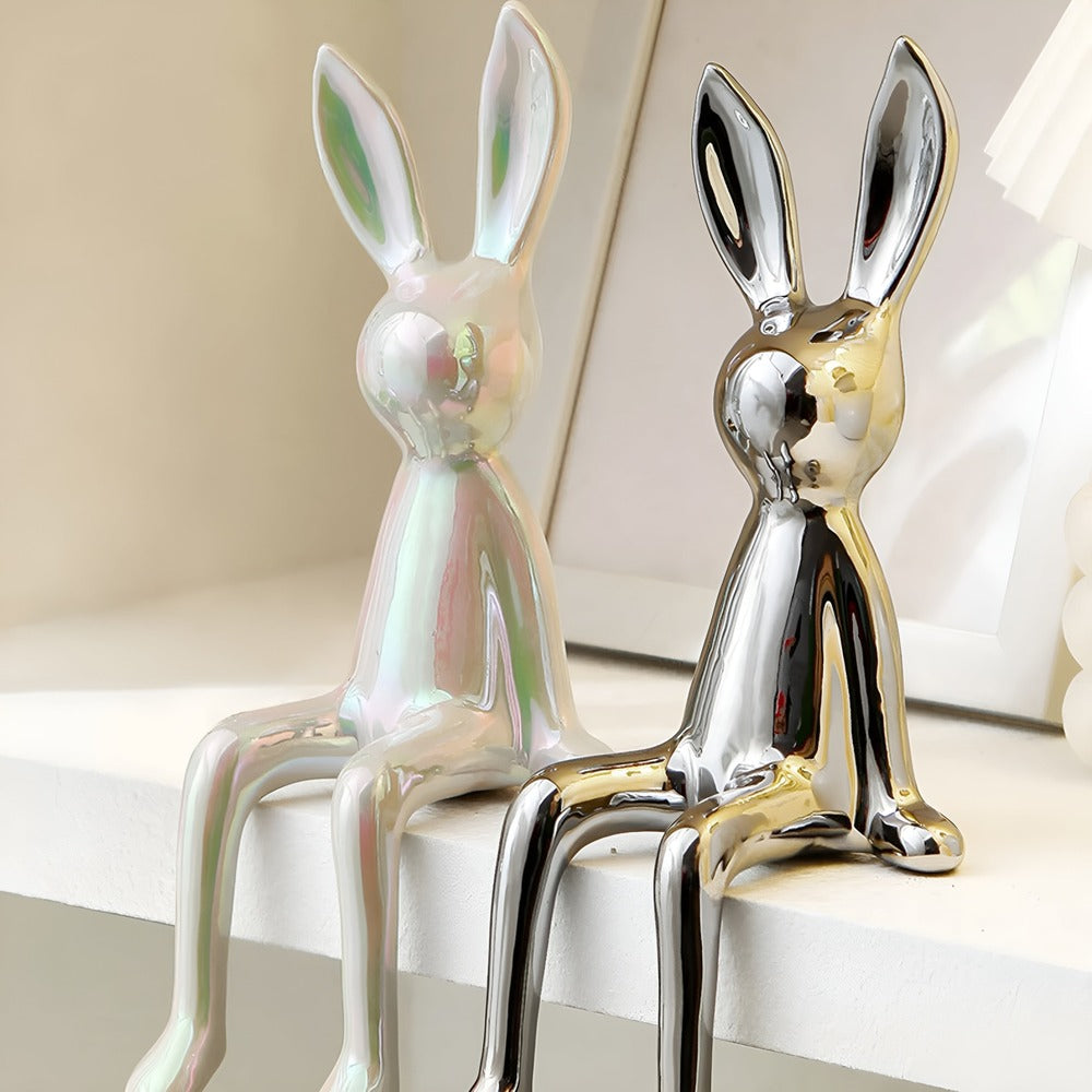 GlimmerHare – Gyllene Keramikfigur för Hylla och Bord