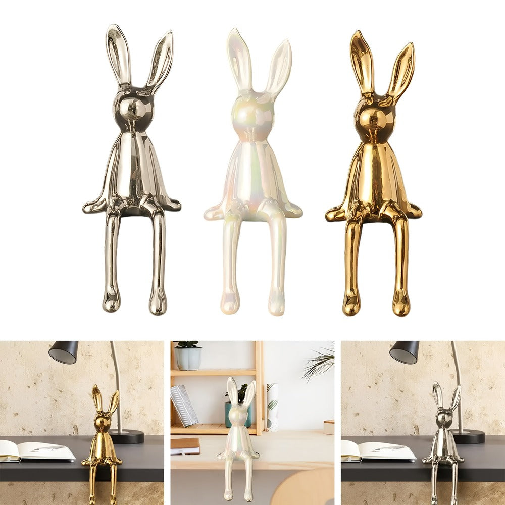 GlimmerHare – Gyllene Keramikfigur för Hylla och Bord