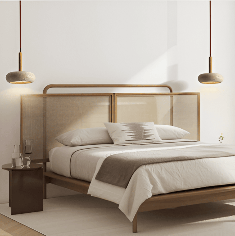 CreamTravertine – Naturlig Pendellampa i Travertin och Trä