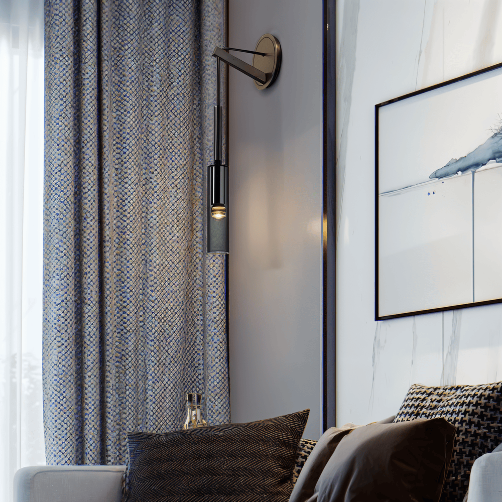 SmokyGlow – Kristallgrå Vägglampa | Minimalistisk Rökig Glasrörsdesign med Varm LED-belysning