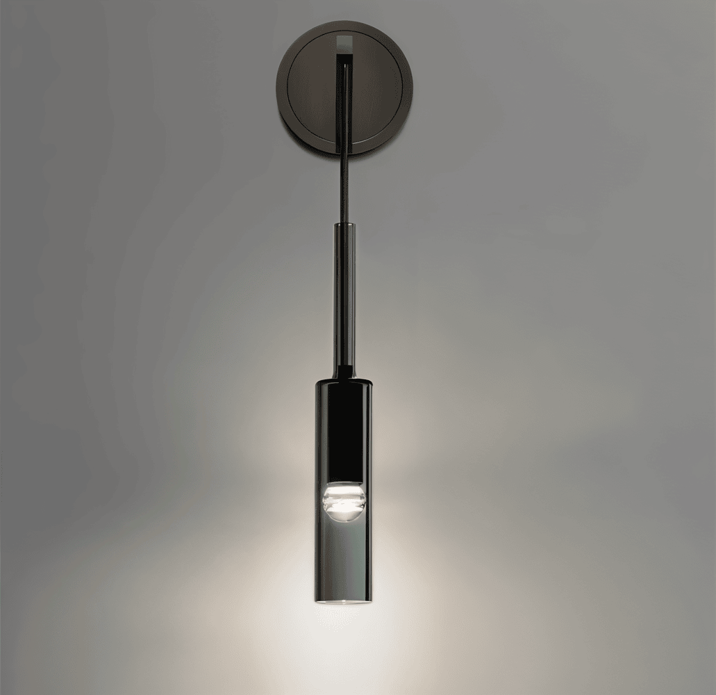 SmokyGlow – Kristallgrå Vägglampa | Minimalistisk Rökig Glasrörsdesign med Varm LED-belysning